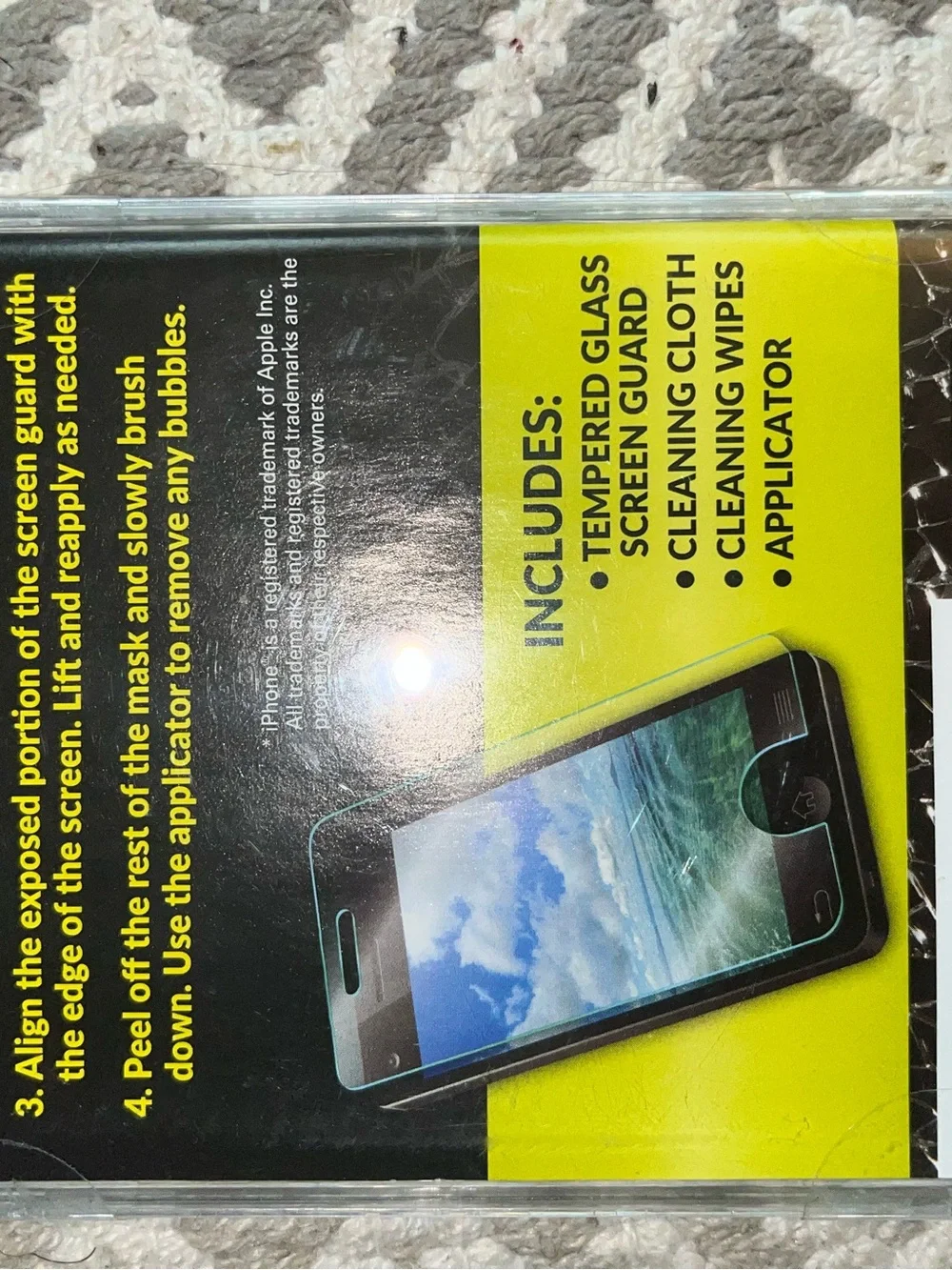Apple Clear Tempered Glass Screen Guard - Black/Yellow Accent